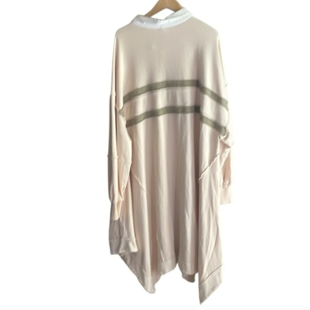 Free People Blair Oversized Sweatshirt Dress Oatmeal Combo Boho Large Lounge - Picture 3 of 15